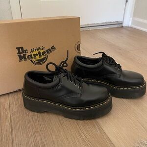Dr. Martens 8053 Quad Black Leather Platform Oxfords